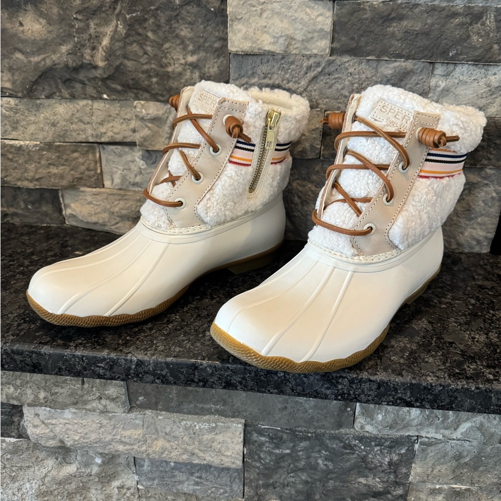 Sperry White and Tan Duck Boots - size 8.5